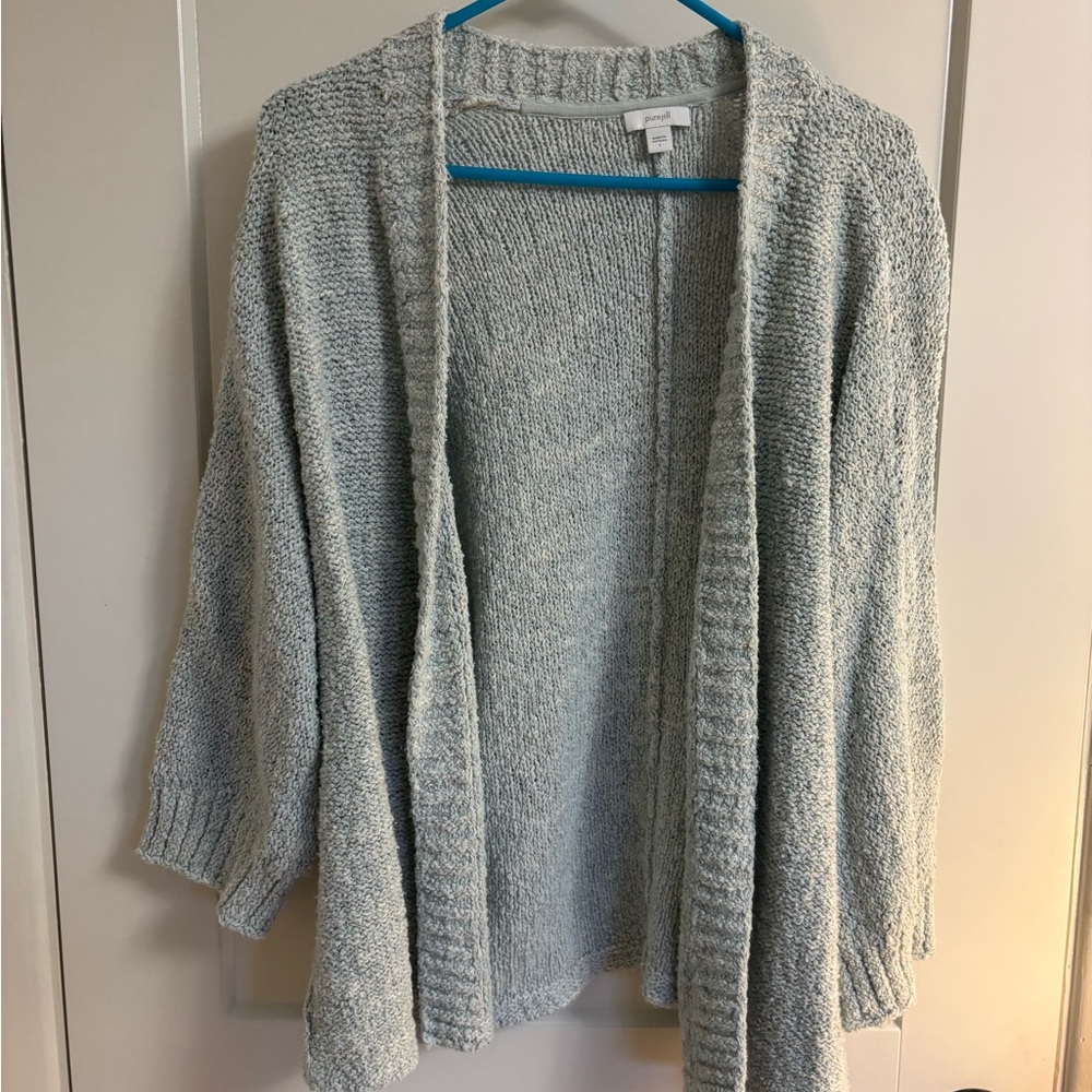 J. Jill Light Gray Open Cardigan